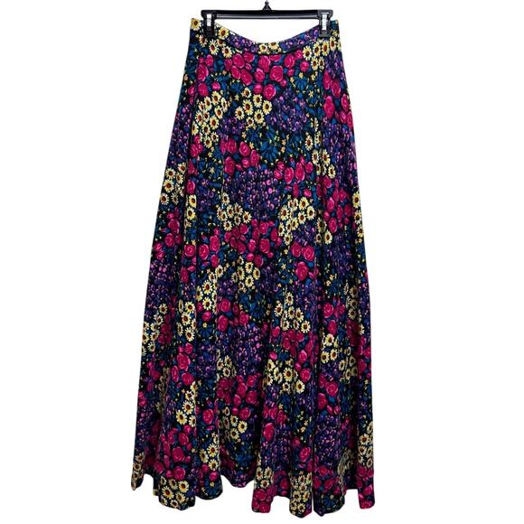 Handmade Artsy Boho Maxi Floor Length Skirt XS/S Floral Fairy Garden Whimsical - Picture 1 of 9